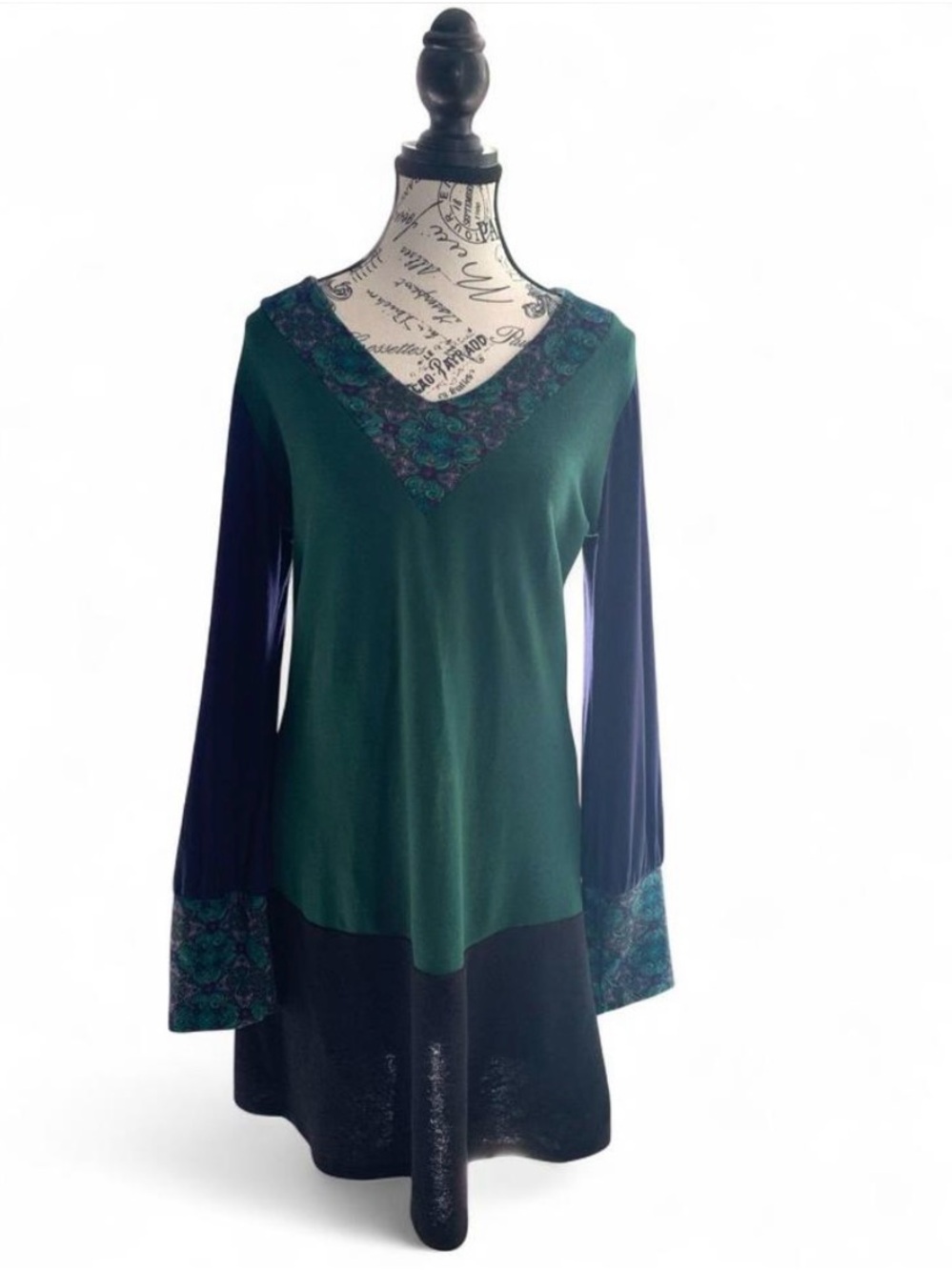 Mexicali Blues Green, Navy, Black Mini-Dress Retro Boho Women’s Size Medium